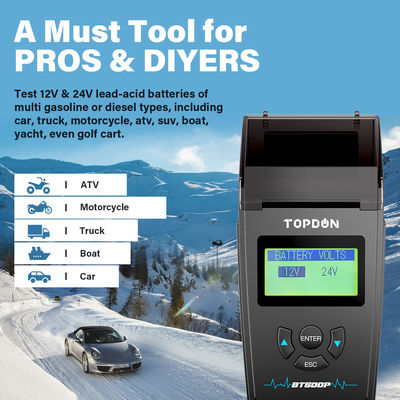 프린터 TOPDON BT500P와 12V 24V 가지고 다닐 수 있는 축전지 시험기